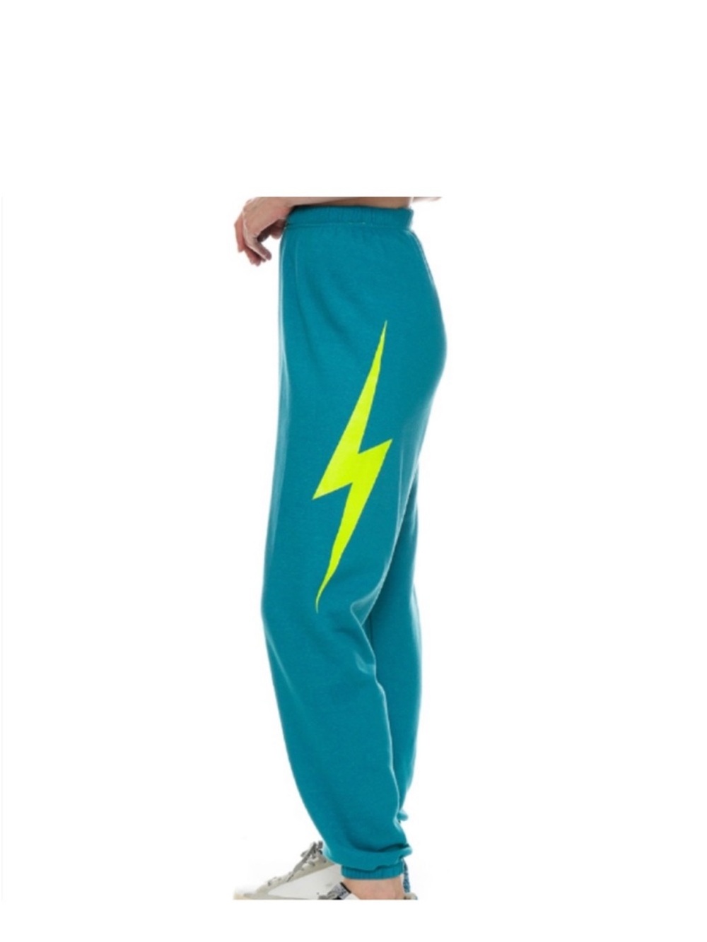 Aviator Nation Bolt Sweatpants Joggers Teal Neom Yellow Bolt Sz M